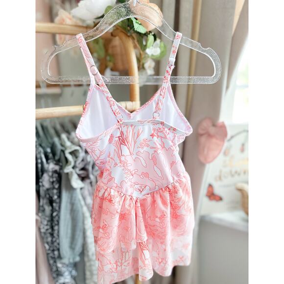 New Coral Reef Mesh Peplum Skirted Swimsuit 4T - Picture 2 of 5